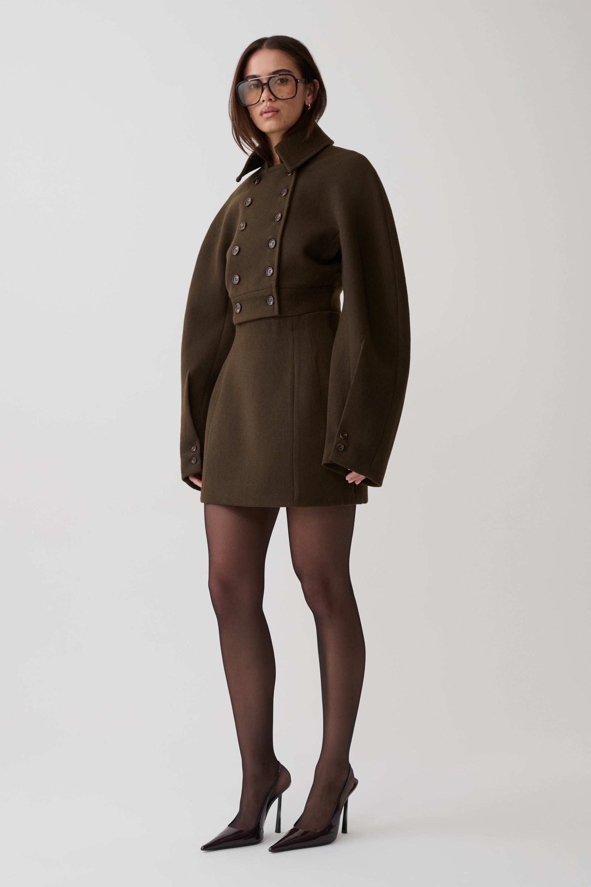 Jemima Wool Blend Mini Skirt - Chocolate #3