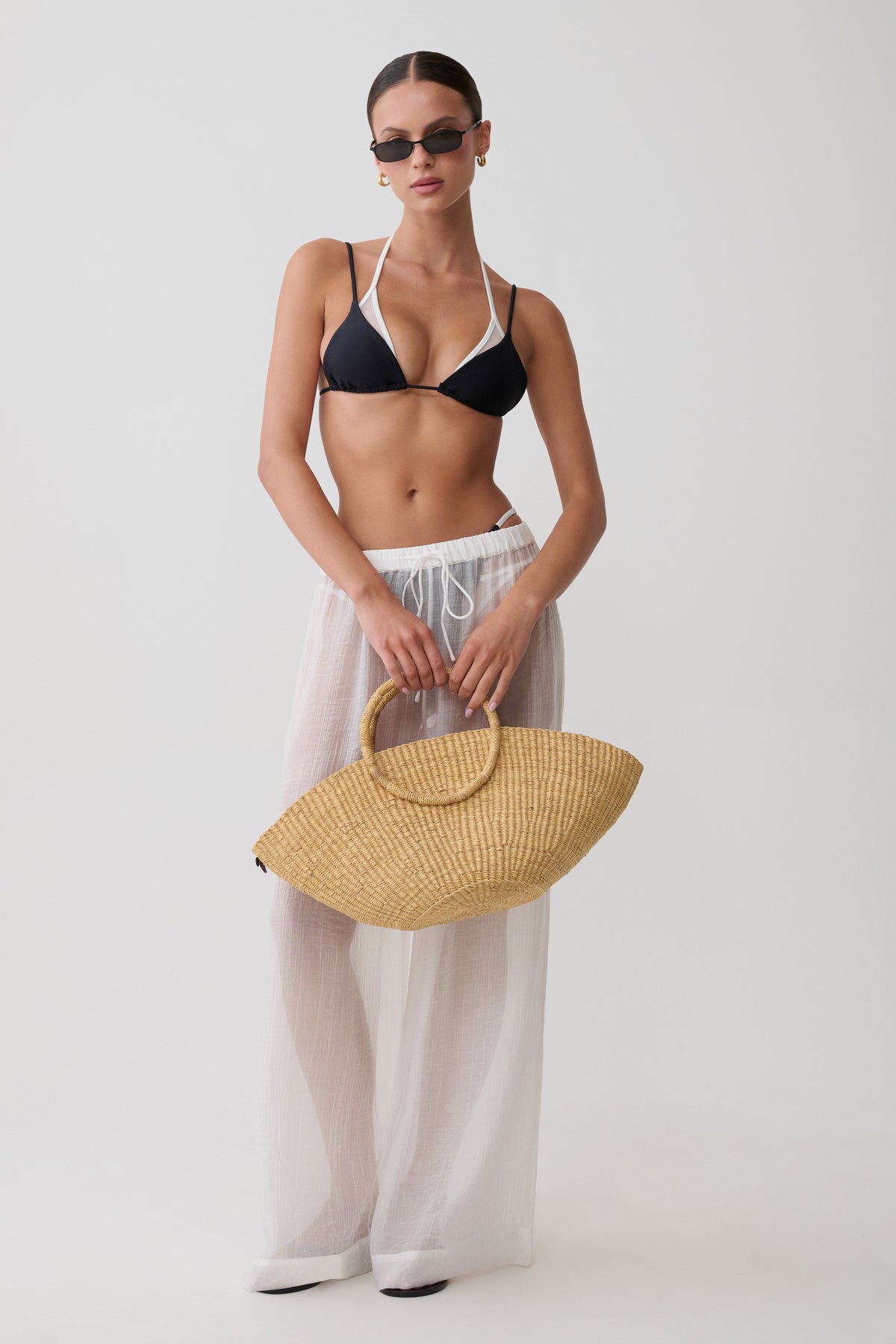 Tempest Layered Triangle Bikini Top - Black/White #4