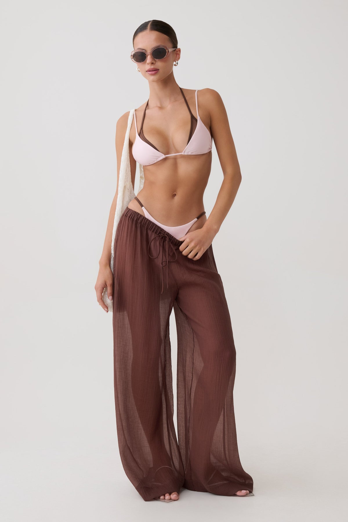 Tempest Layered Triangle Bikini Top - Pink/Chocolate #7