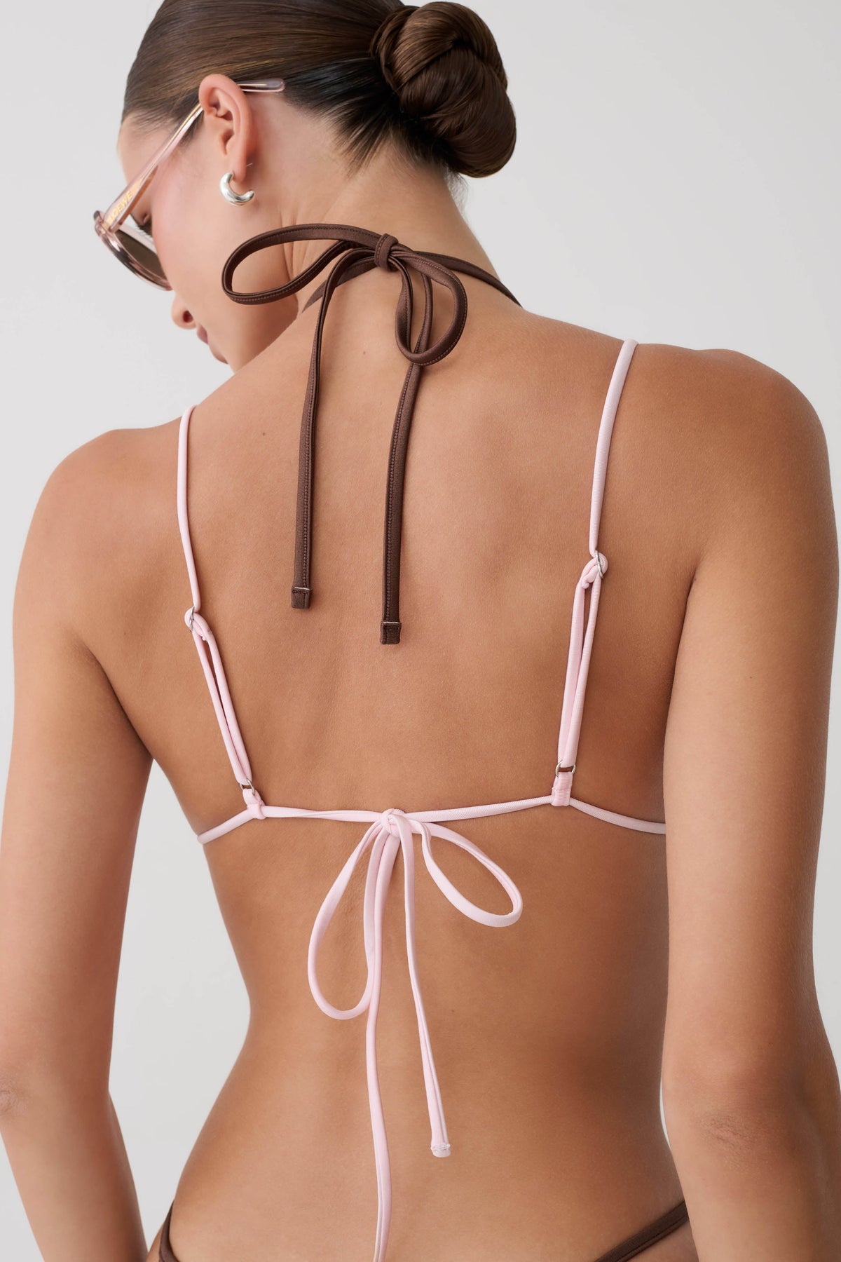 Tempest Layered Triangle Bikini Top - Pink/Chocolate