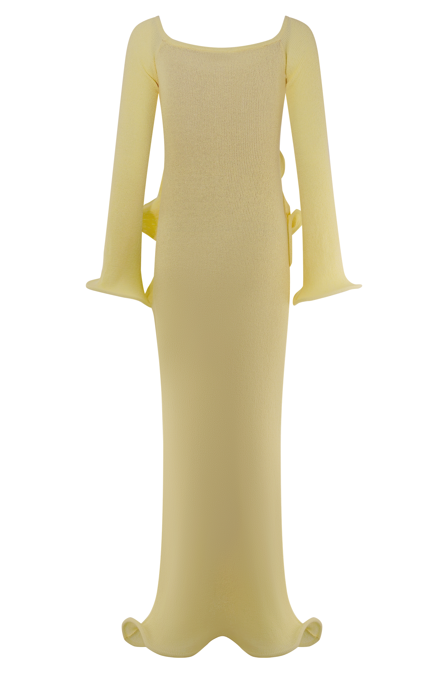 yellow off the shoulder dress long sleeve Long Sleeve Draped Bardot Lace Maxi Dress Yellow