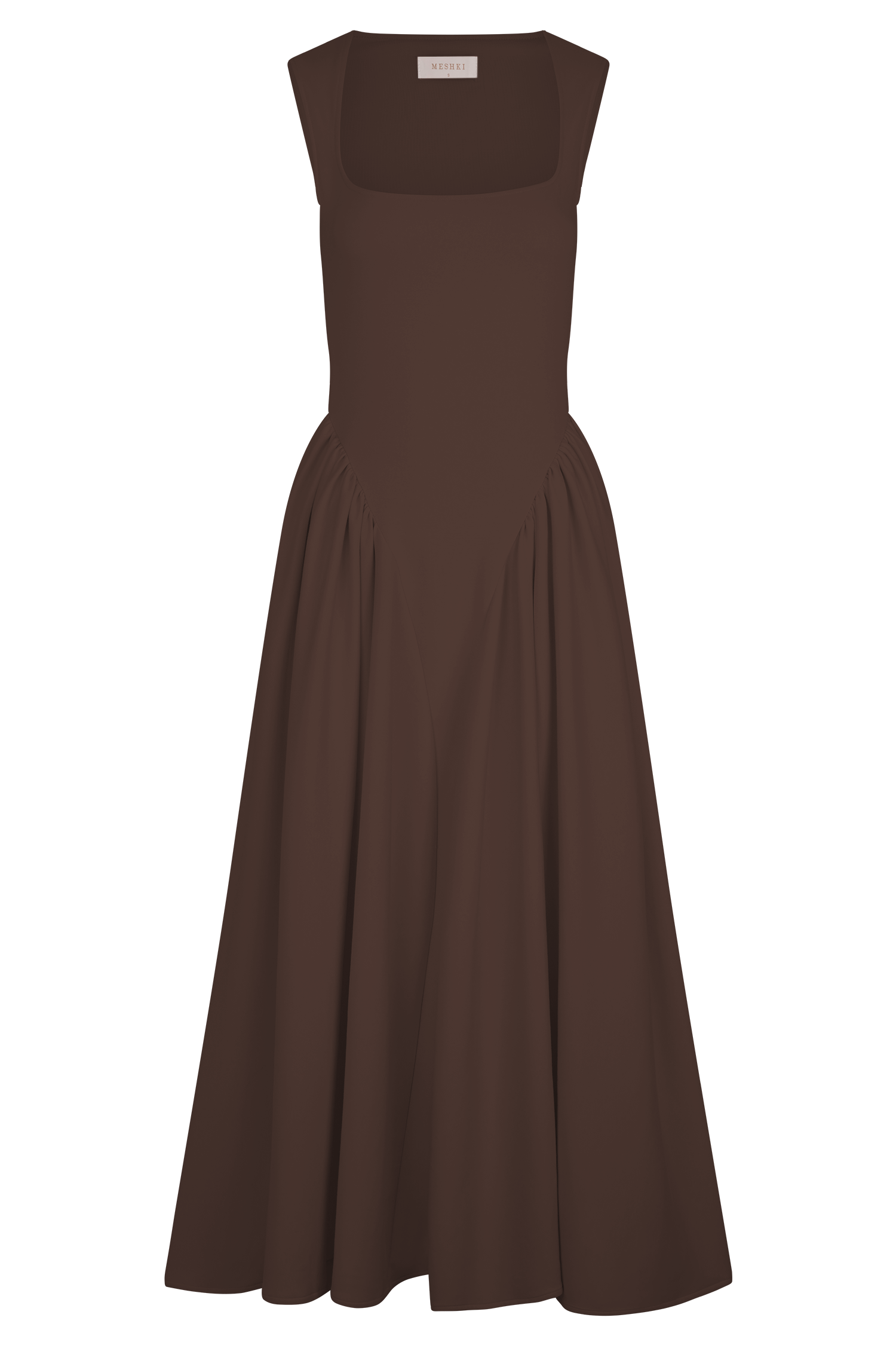 Sharon Scuba Jersey Midi Dress / Cacao Brown | Meshki | M Sharon Scuba Jersey Midi Dress / Cacao Brown | Meshki | M
