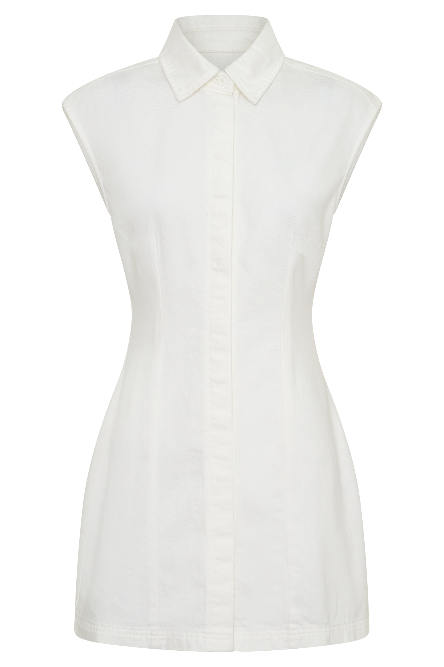 Sheriden Collared Mini Denim Dress / White | MESHKI