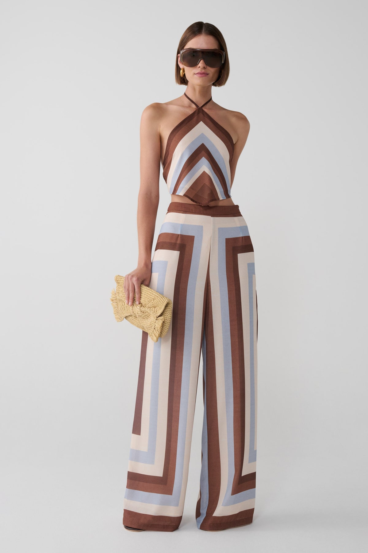 Thea Halter Chiffon Sleeveless Top - Blue Stripe #6