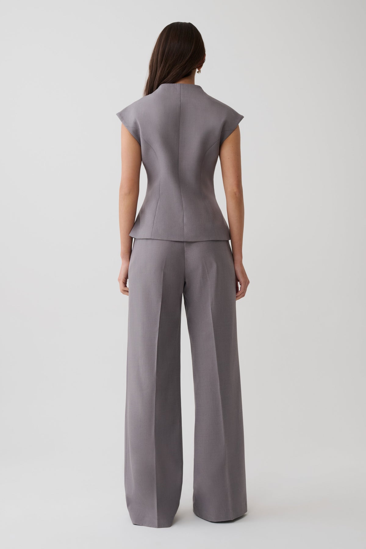 Phoebe Double Breasted Vest - Light Grey Marle #4