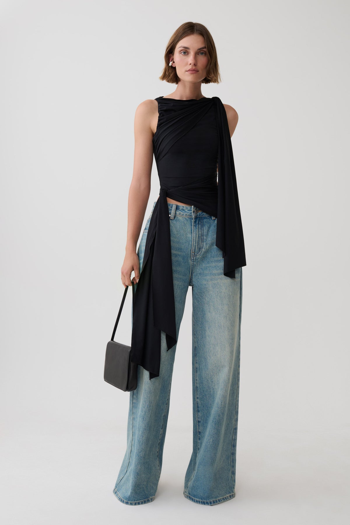 Amabel Gather Knot Sleeveless Top - Black #6