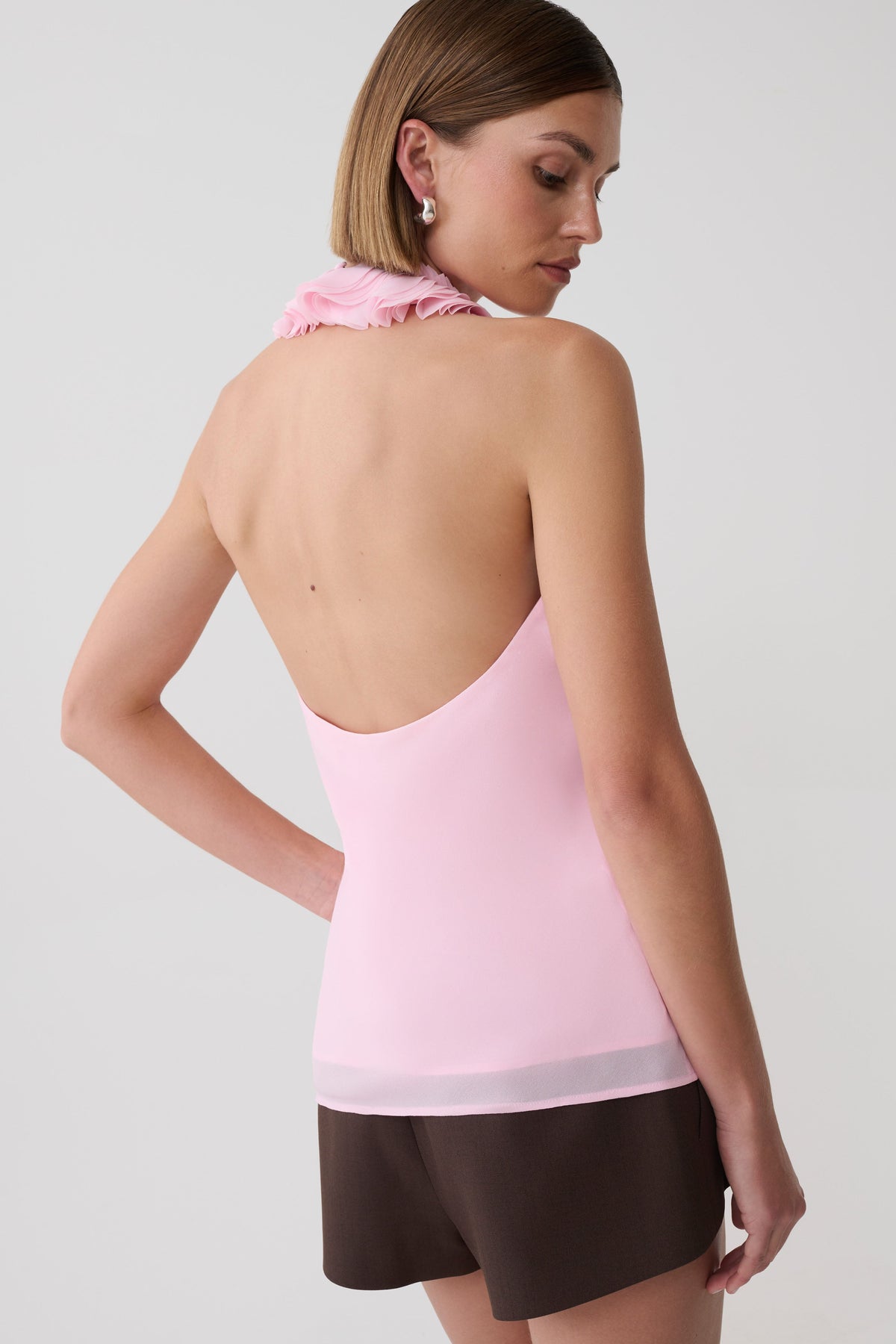 Floriane Chiffon Halter Top - Pink #2
