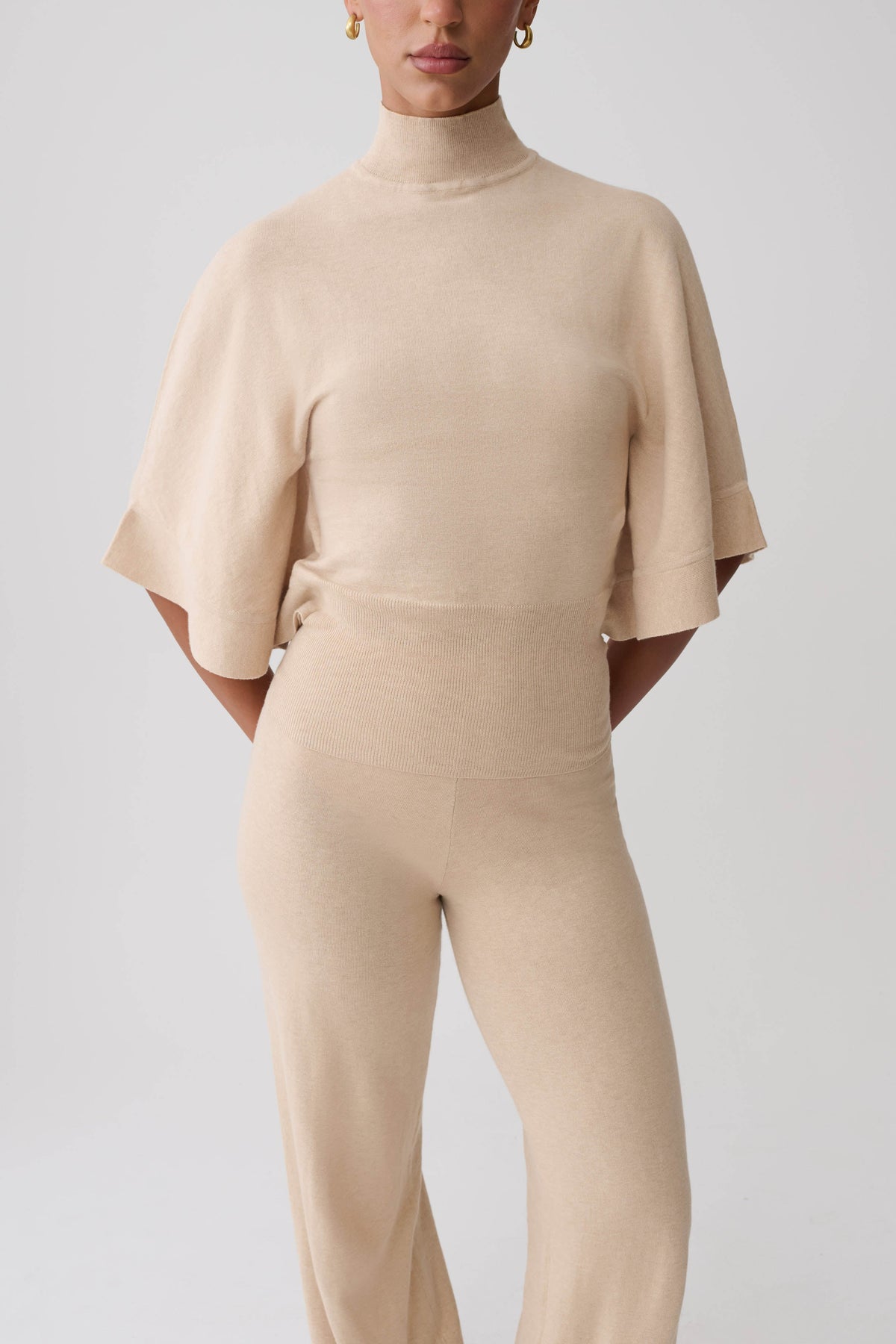 Helania High Neck Knit Top - Oat Marle #3
