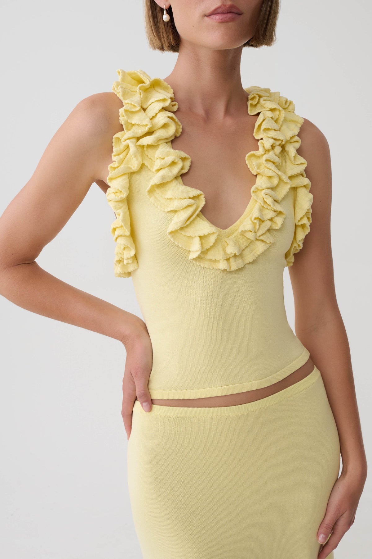 Tayler Ruffle Knit Top - Butter