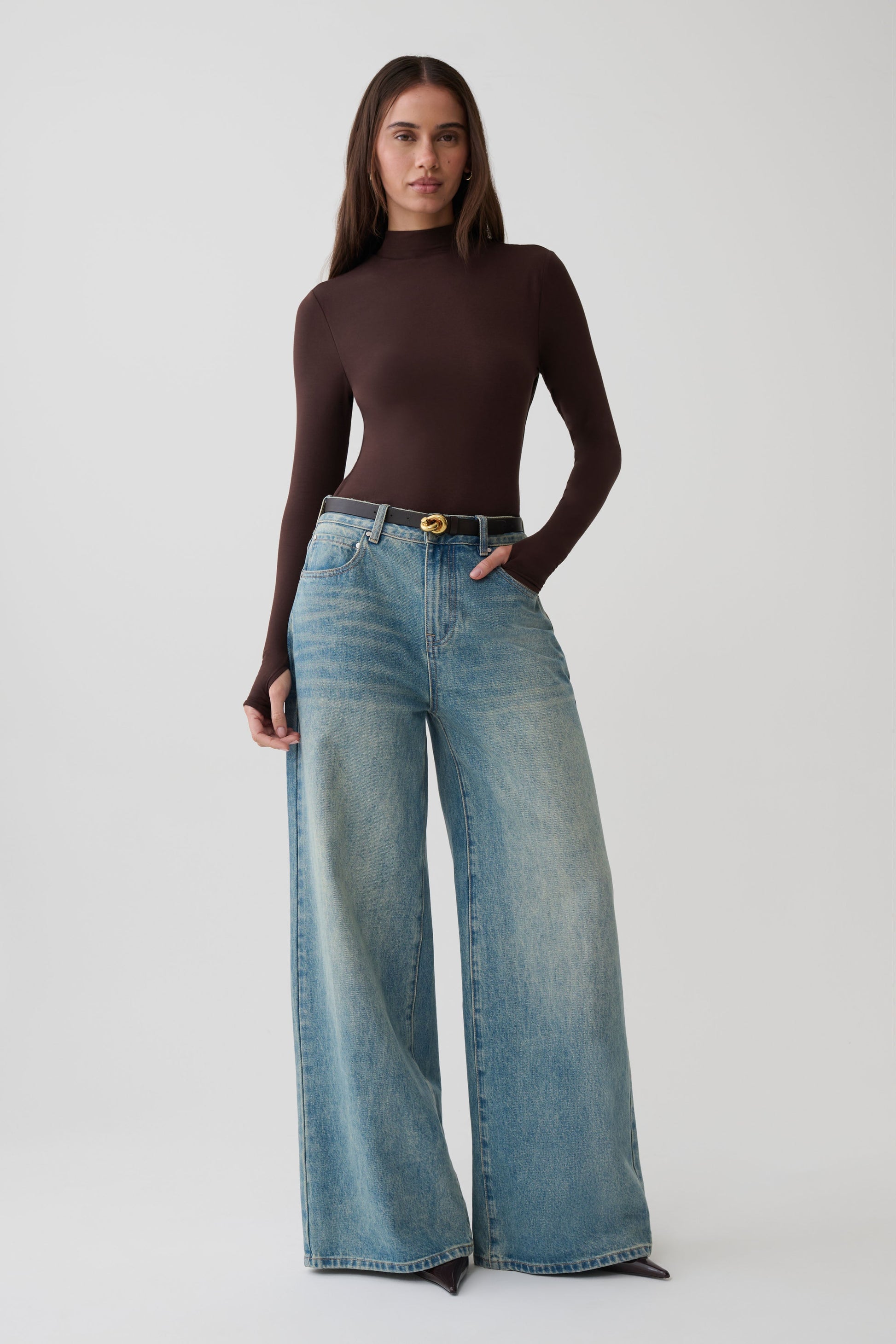 Jurney Longsleeve Roll Neck Top - Dark Chocolate #2
