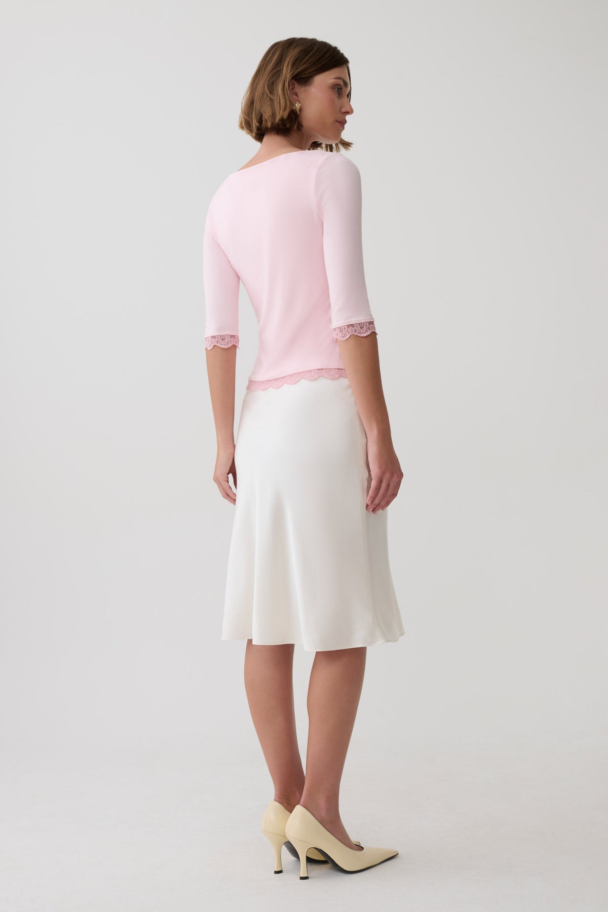 Althea Lace Trimmed Top - Pale Pink #2