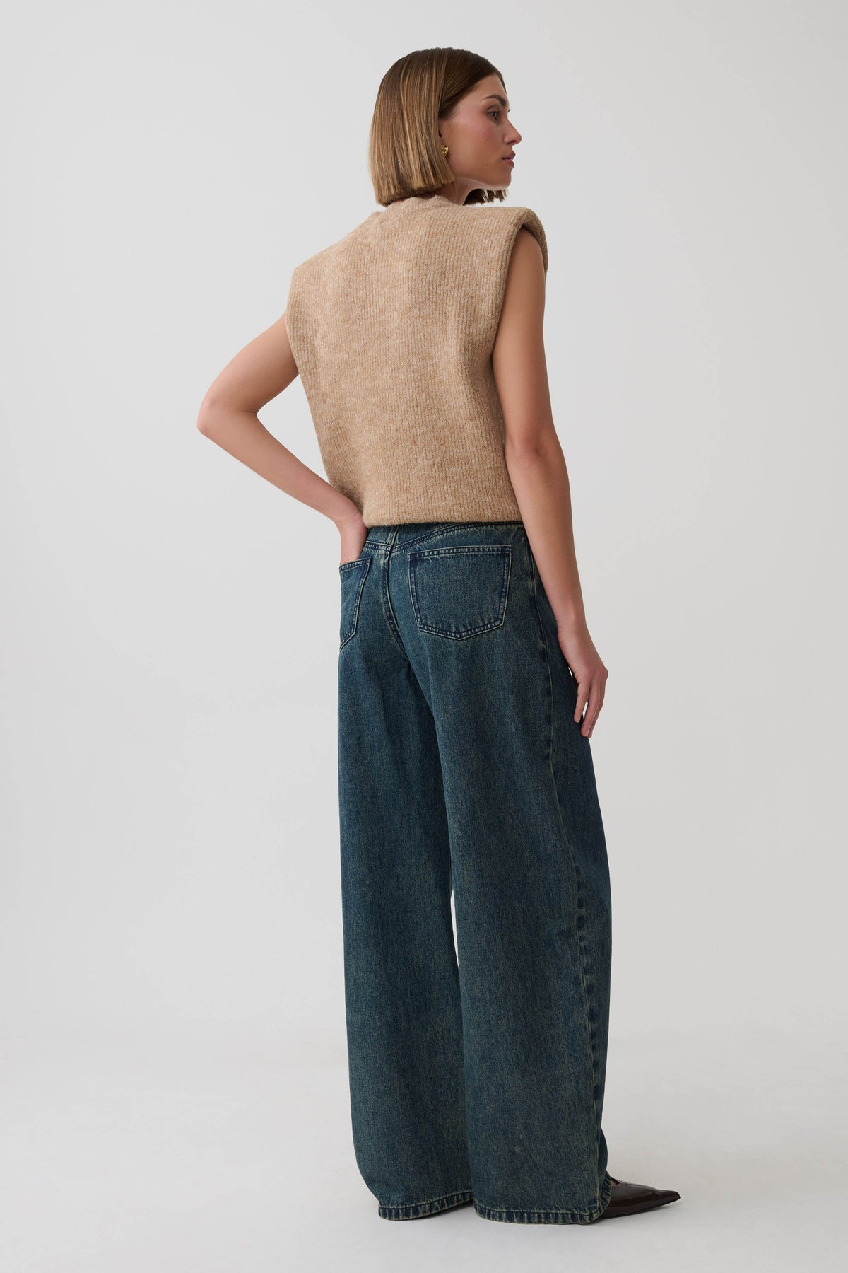 Briair Knit Vest With Shoulder Pads - Camel #2