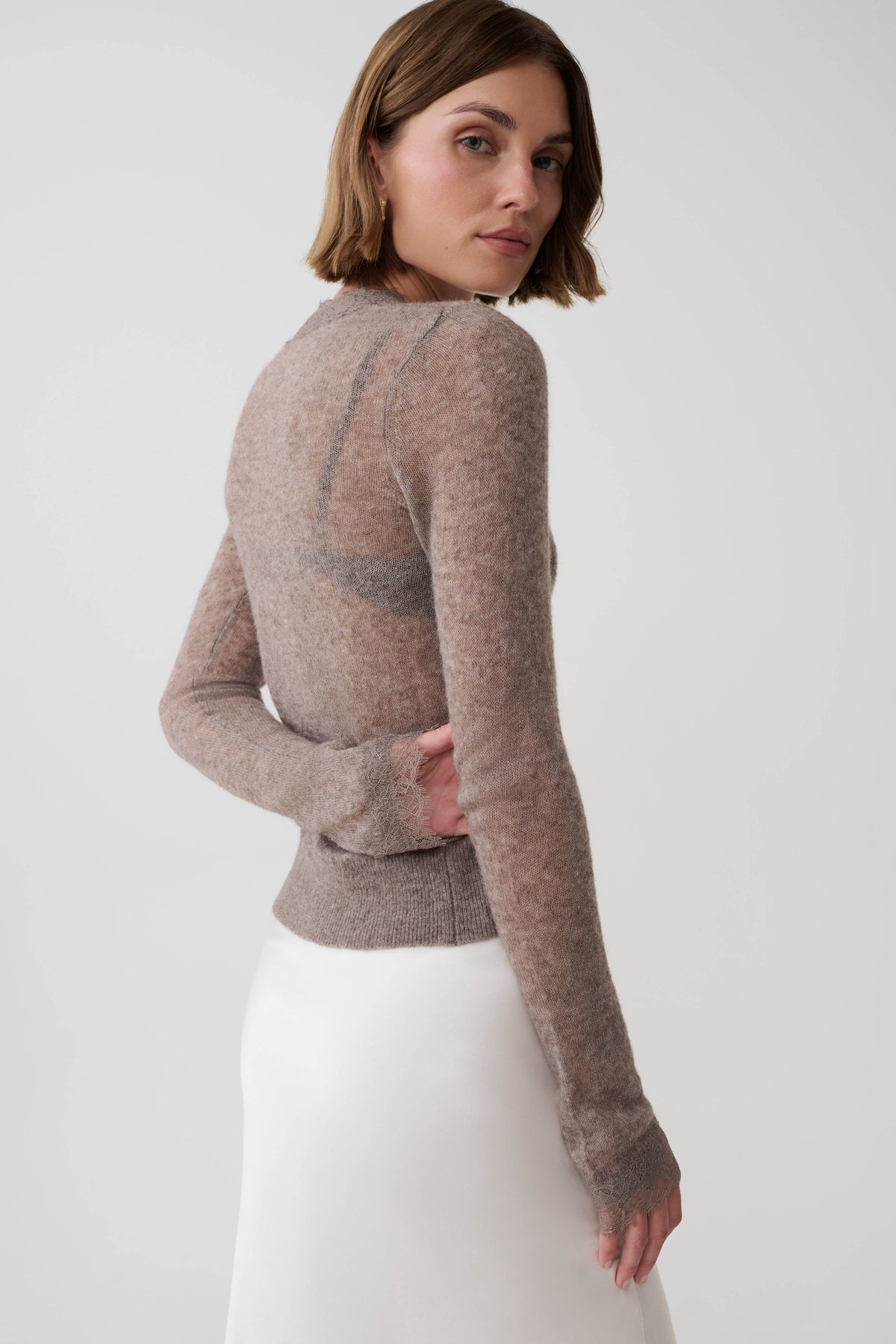 Amrita Lace Knit Cardigan - Oatmeal #2