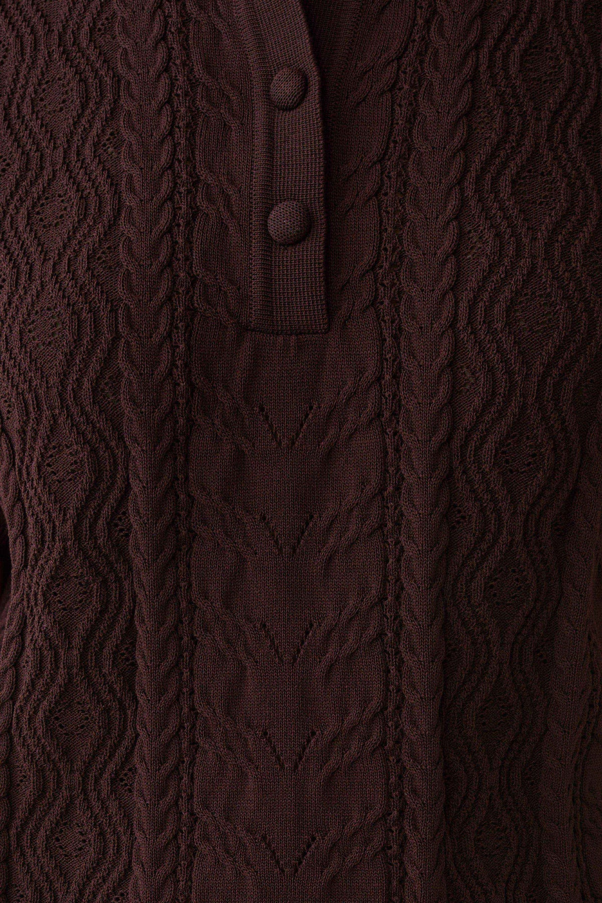 Jill Pointelle Knit Top - Chocolate