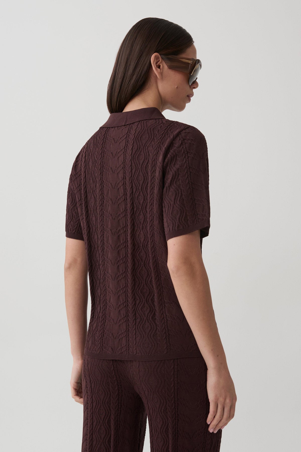 Jill Pointelle Knit Top - Chocolate