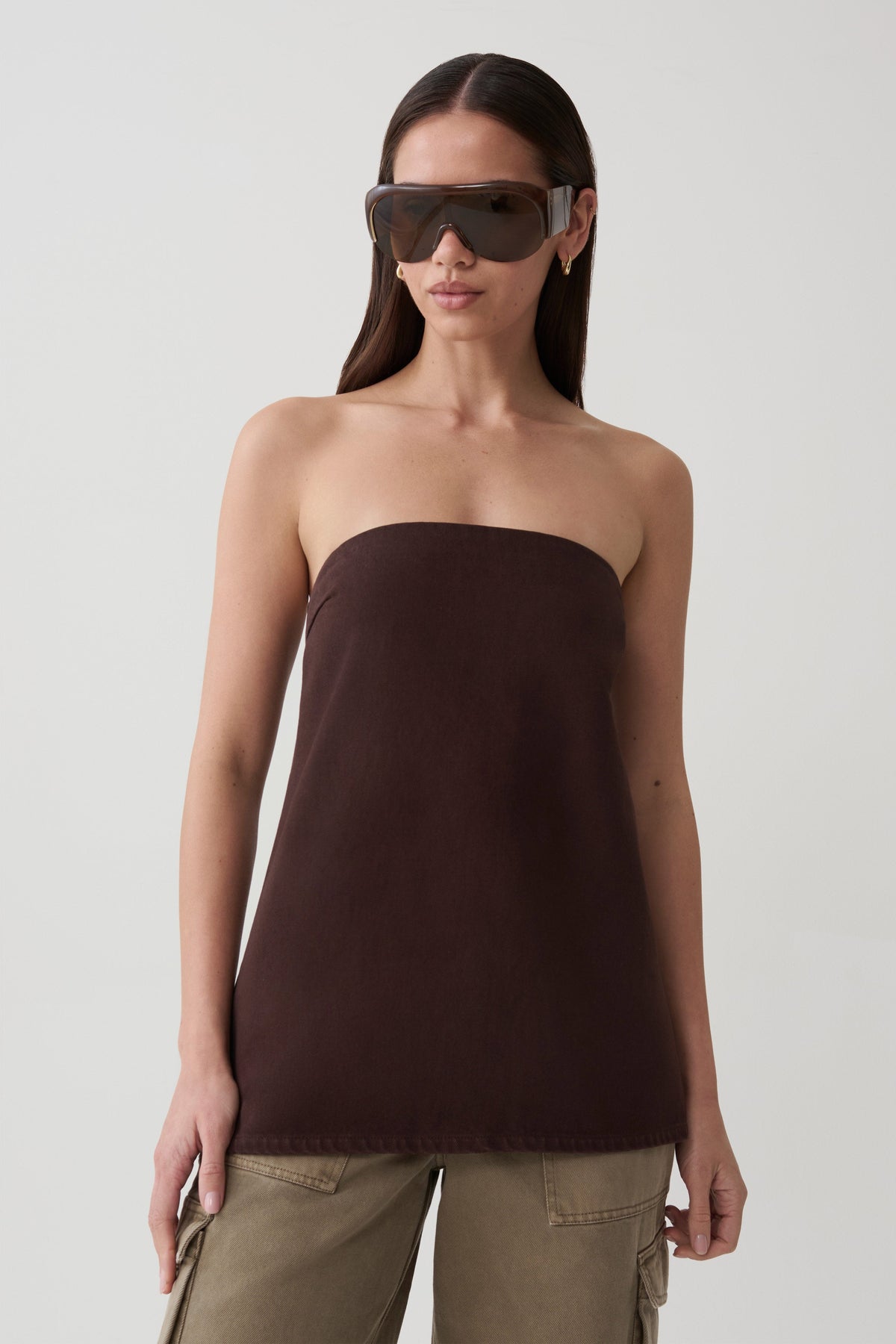 Anamarie Denim Strapless Top - Chocolate #3