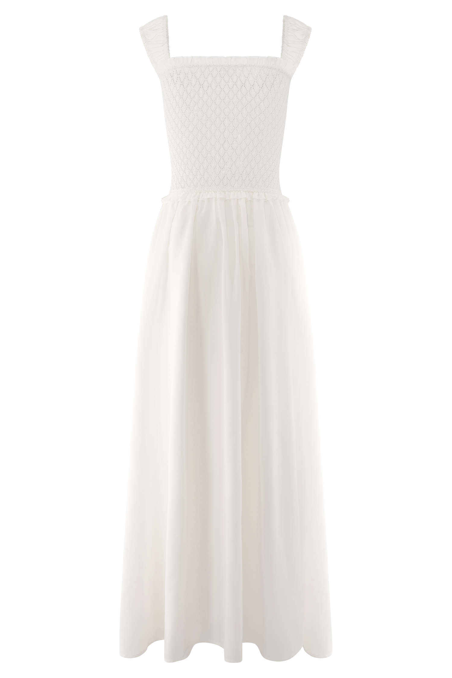 Tahlia Pointelle Knit Midi Dress - White | MESHKI US Tahlia Pointelle Knit Midi Dress - White | MESHKI US