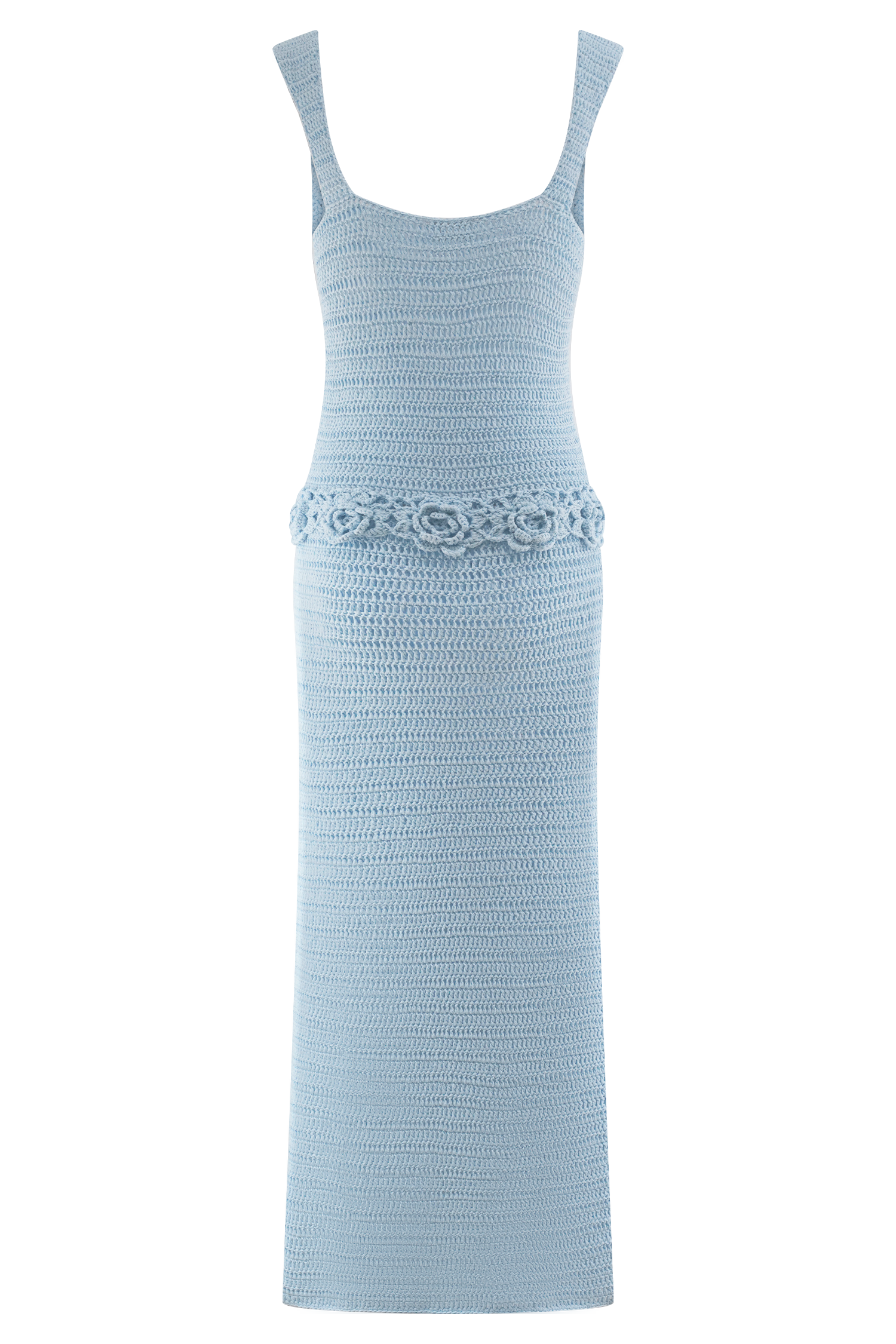 Teagan Floral Hand Crochet Midi Dress / Blue | Meshki | L Teagan Floral Hand Crochet Midi Dress / Blue | Meshki | L