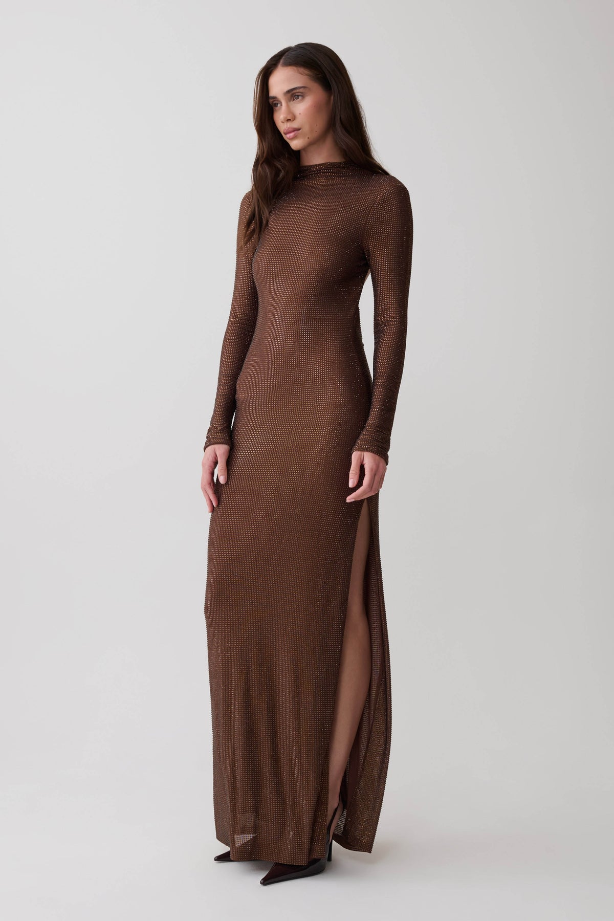 Elani Diamante Maxi Dress - Chocolate #4