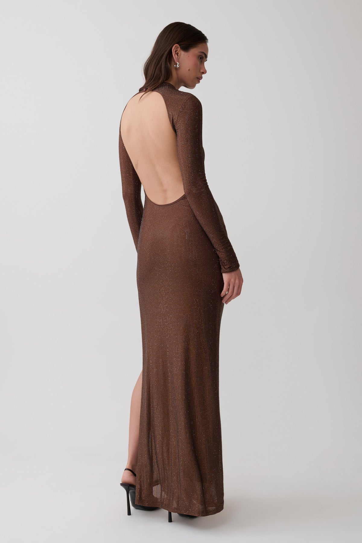 Elani Diamante Maxi Dress - Chocolate #6