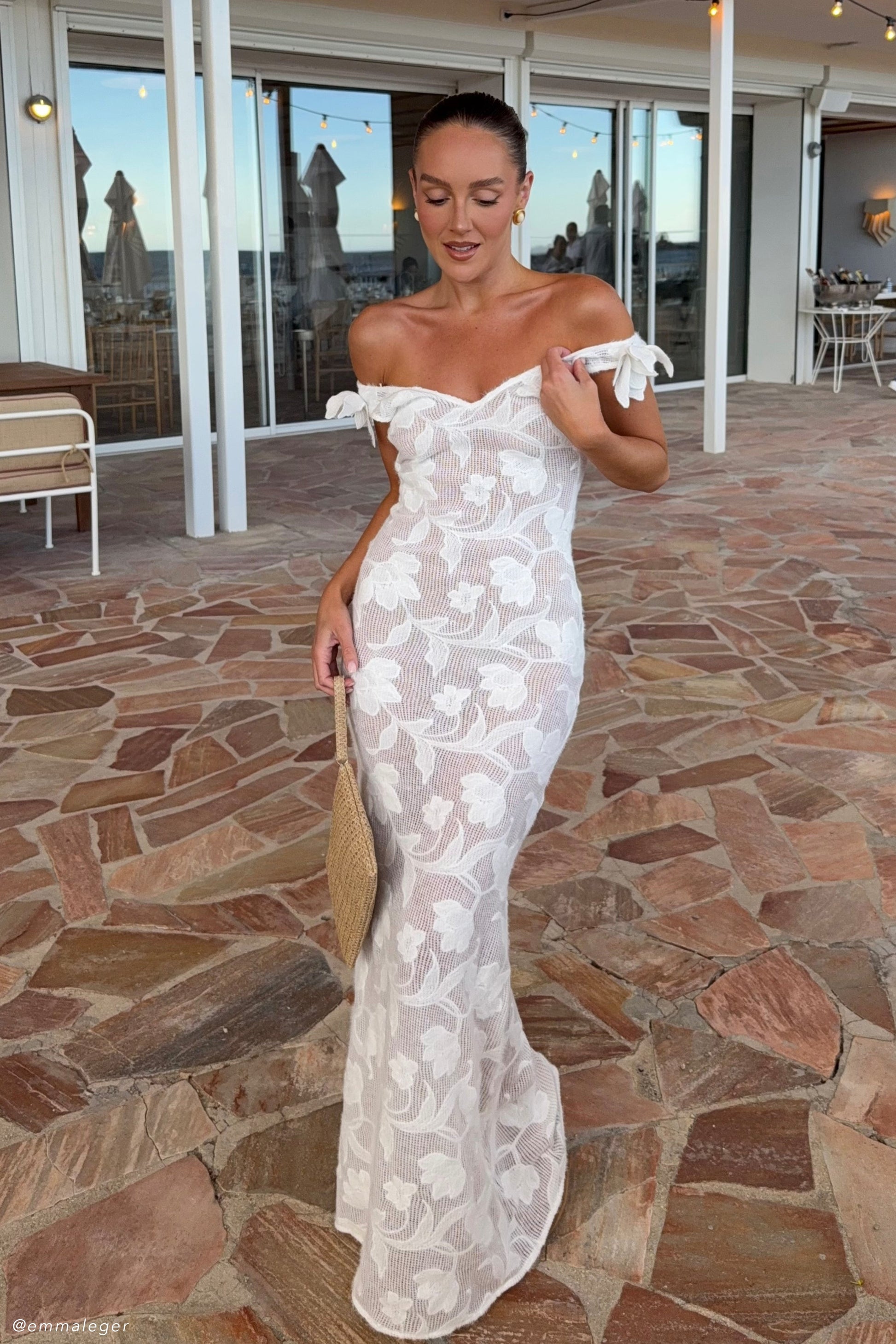 Cornelia Floral Sheer Maxi Dress / Ivory | Meshki | M Cornelia Floral Sheer Maxi Dress / Ivory | Meshki | M