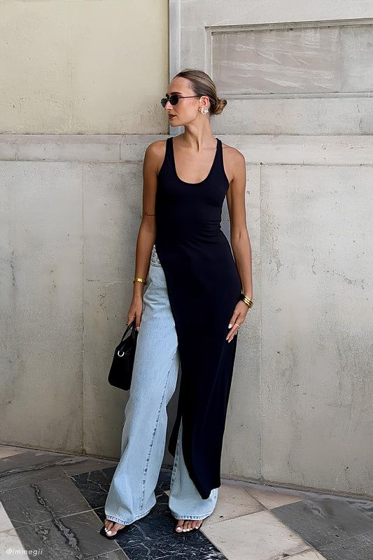 Ellerie Longline Racerback Top - Black