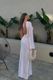 Jody One Shoulder Mixed Yarn Dress - White