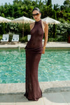 Reece Halter Knit Maxi Dress - Chocolate