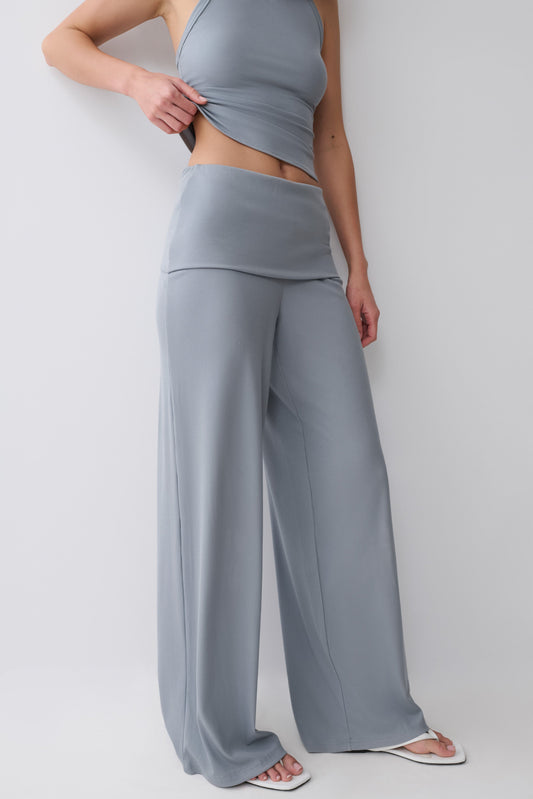 Evadne Elasticated Pants - Steel Blue