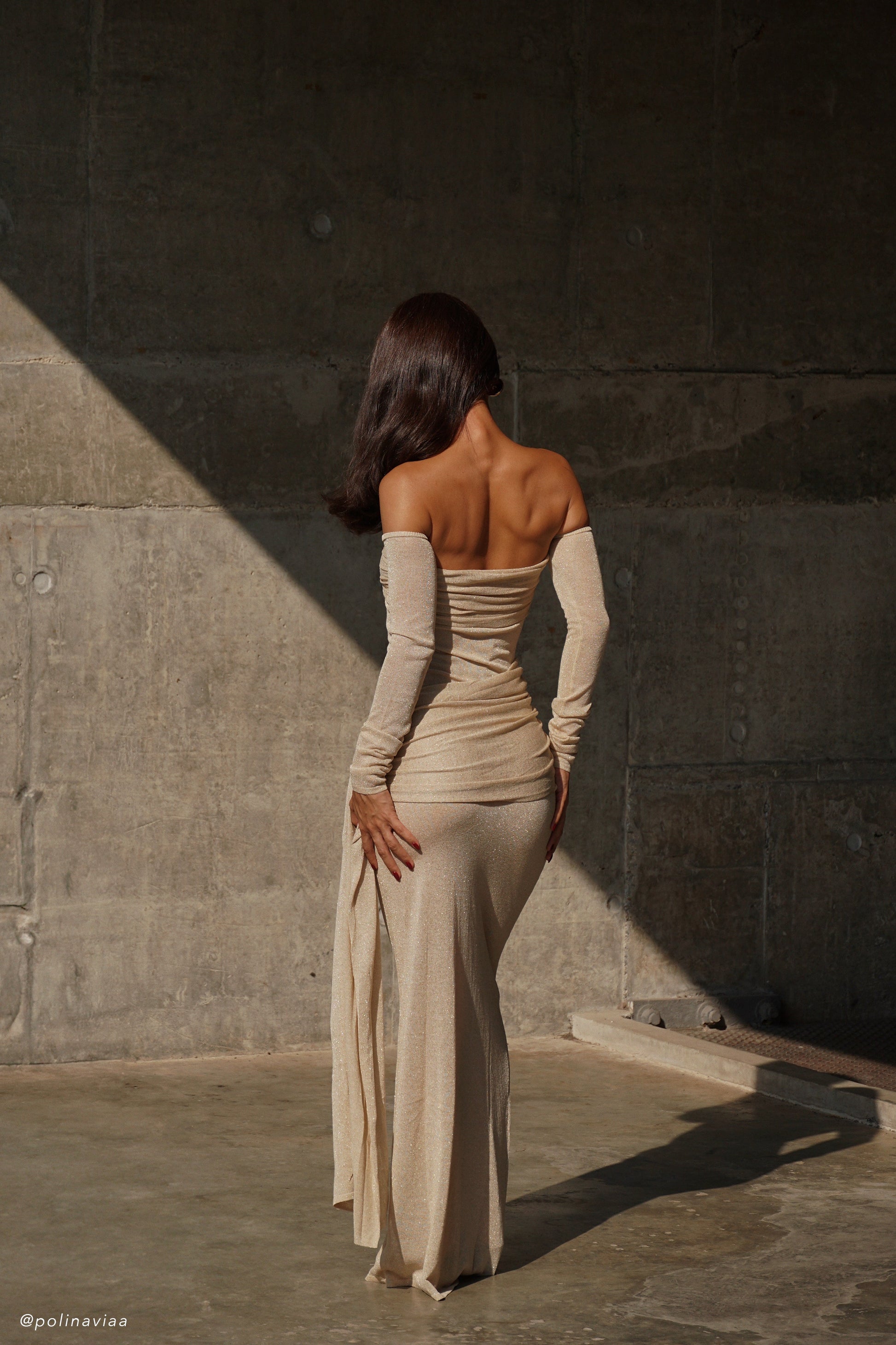 Ingrid Metallic Knit Maxi Dress / Bronze | Meshki | XL Ingrid Metallic Knit Maxi Dress / Bronze | Meshki | XL