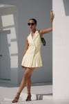 Antoinette Pleated Mini Dress - Ivory