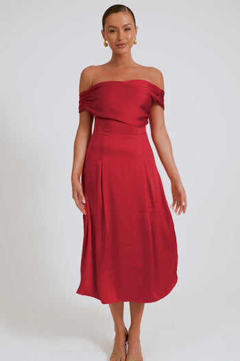 Sariah Satin Corset Mini Dress - Red