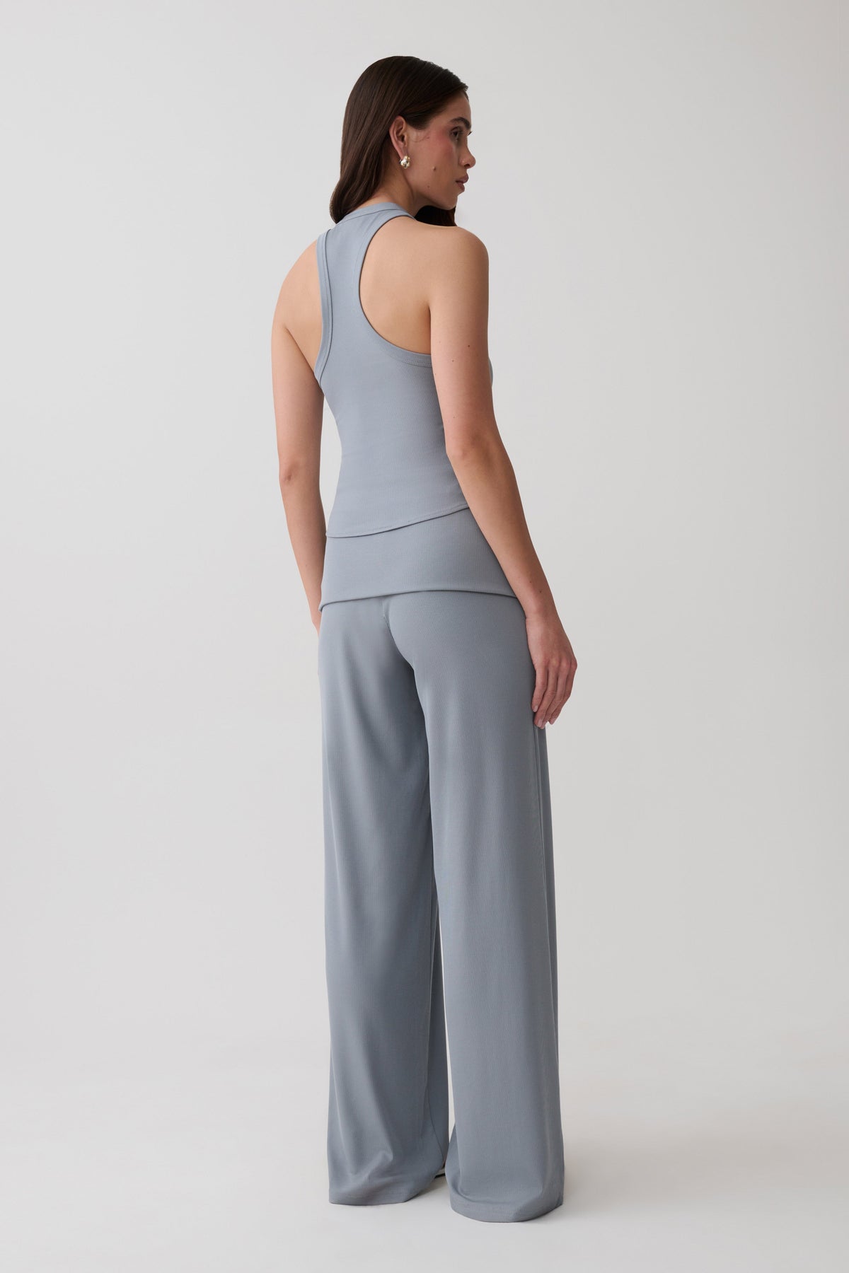 Evadne Ribbed Tank - Steel Blue #4