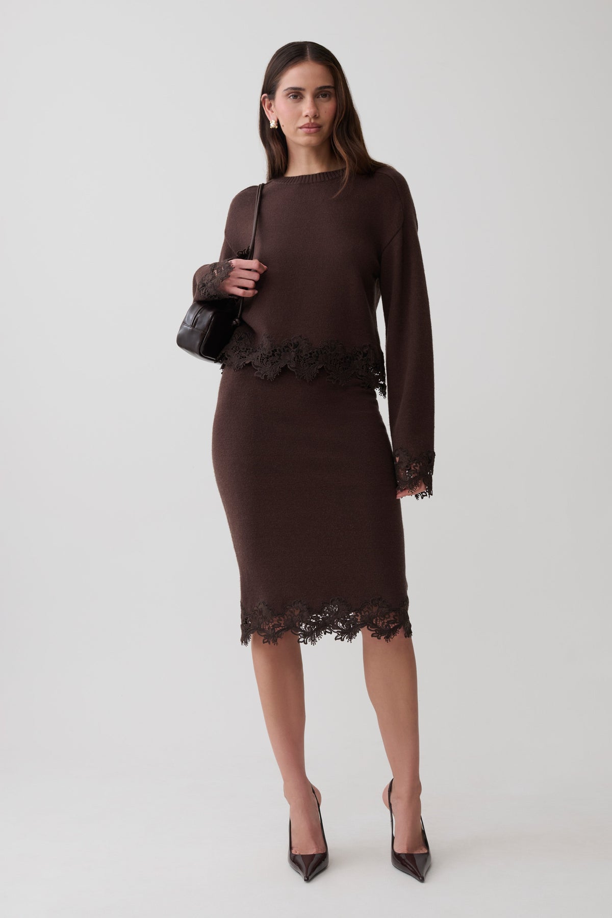 Kaelin Lace Knit Jumper - Chocolate #6