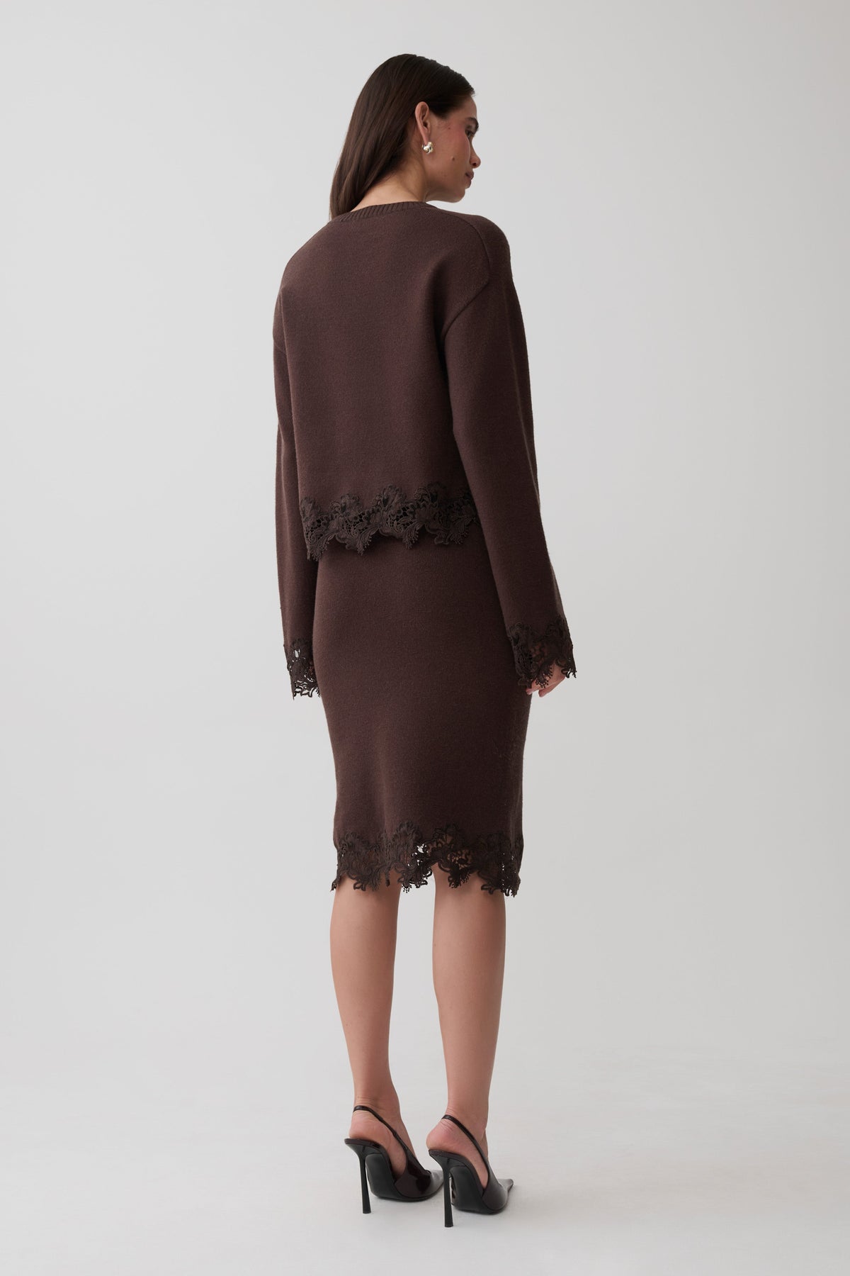 Kaelin Lace Knit Jumper - Chocolate