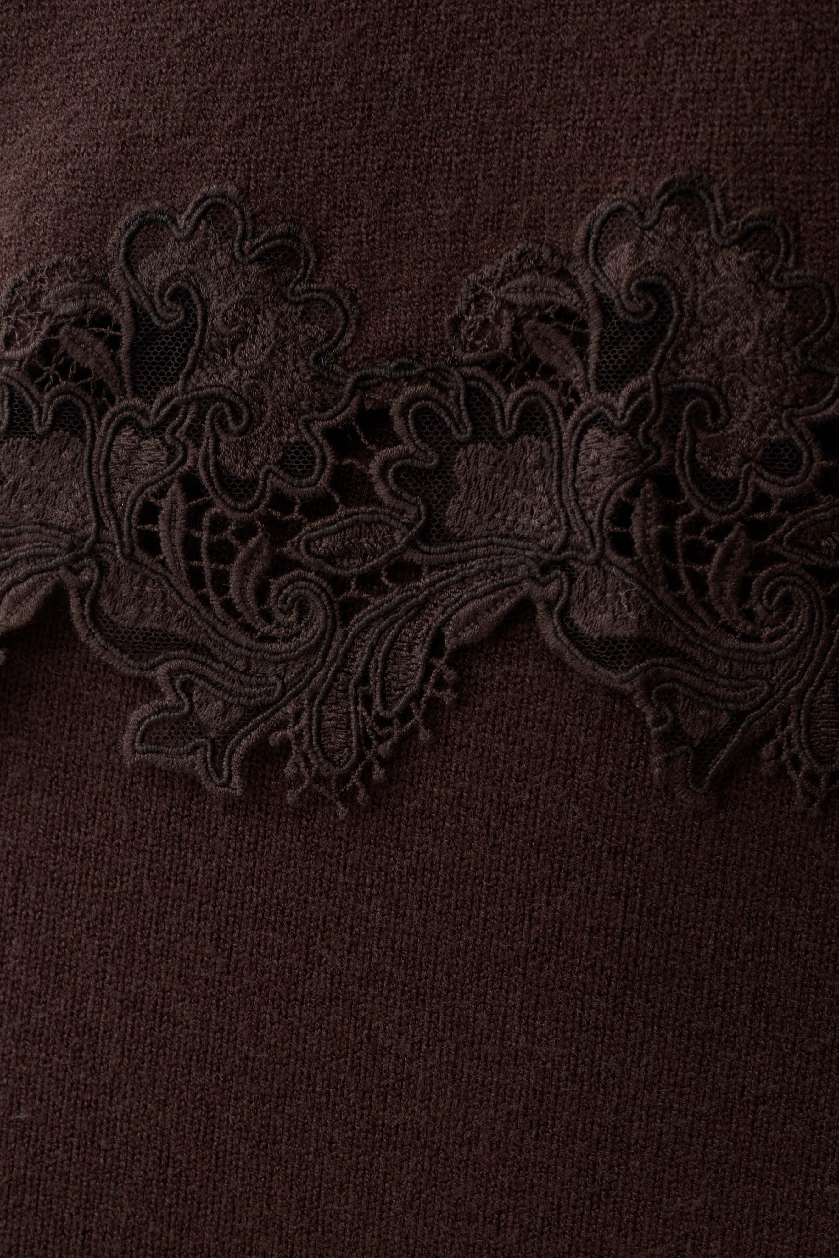 Kaelin Lace Knit Jumper - Chocolate | MESHKI US