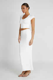 Olympia Recycled Nylon Fishtail Maxi Skirt - White