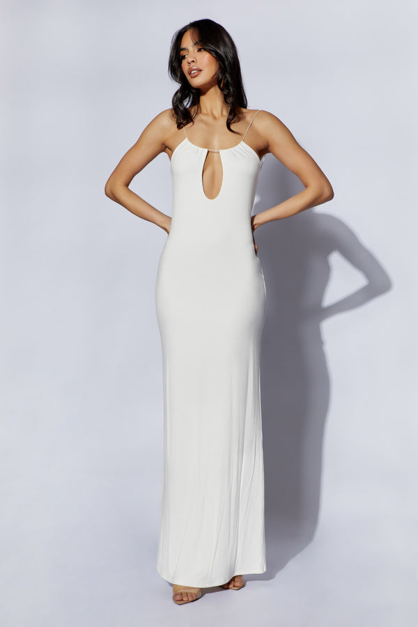 Kirsty Strappy Circle Cutout Maxi Dress- White
