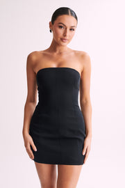 Maci Crepe Mini Dress - Black
