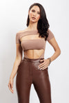 Breanna Cut Out Bodysuit - Light Brown