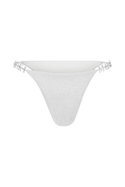 Sydnie Diamante Meshki Logo Bikini Bottom - Silver - MESHKI