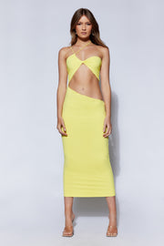 Keira Side Cut Out Midi Dress - Yellow