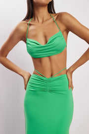 Amber Ruched Maxi Skirt - Green